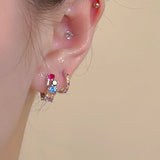 925 Silver Zircon Round Earrings Women Party Jewelry