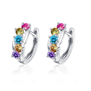 925 Silver Zircon Round Earrings Women Party Jewelry