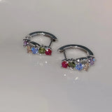 925 Silver Zircon Round Earrings Women Party Jewelry