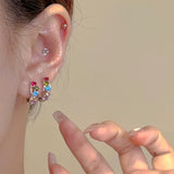 925 Silver Zircon Round Earrings Women Party Jewelry