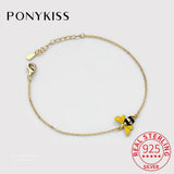 925 Silver Bee Chain Bracelet Enamel Women Jewelry