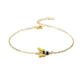 925 Silver Bee Chain Bracelet Enamel Women Jewelry