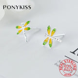 925 Silver Enamel Dragonfly Stud Earrings Minimalist Jewelry