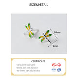 925 Silver Enamel Dragonfly Stud Earrings Minimalist Jewelry