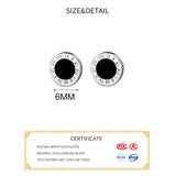 925 Sterling Silver Enamel Stud Earrings Roman Number Fine Jewelry