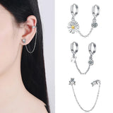 925 Silver Zircon Tassel Chain Hoop Earrings for Women