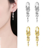925 Silver Zircon Tassel Chain Hoop Earrings for Women