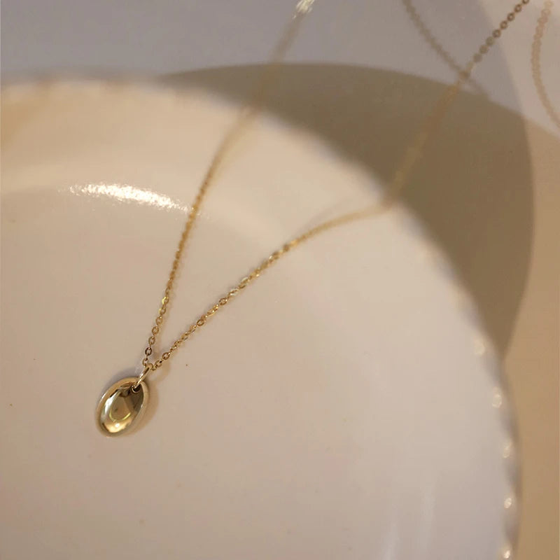 925 Silver Oval Pendant Choker Necklace for Women Fine Jewelry