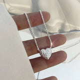 925 Silver Heart Choker Necklace Women Fine Jewelry Minimalist Accessories