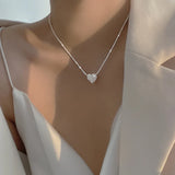 925 Silver Heart Choker Necklace Women Fine Jewelry Minimalist Accessories