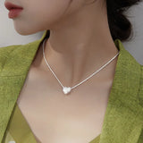 925 Silver Heart Choker Necklace Women Fine Jewelry Minimalist Accessories