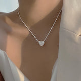 925 Silver Heart Choker Necklace Women Fine Jewelry Minimalist Accessories