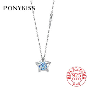 925 Silver Zircon Star Choker Necklace Women's Fine Jewelry