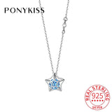925 Silver Zircon Star Choker Necklace Women's Fine Jewelry