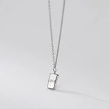 925 Silver LUCK Square Chain Choker Necklace Women Fine Jewelry