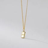 925 Silver LUCK Square Chain Choker Necklace Women Fine Jewelry