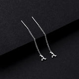 925 Sterling Silver Letter Tassel Drop Earrings Fine Jewelry