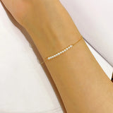 925 Silver Minimalist Pearl Row 14K Bracelet for Women