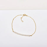 925 Silver Minimalist Pearl Row 14K Bracelet for Women
