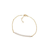 925 Silver Minimalist Pearl Row 14K Bracelet for Women