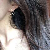 925 Silver Moon Water Drop Zircon Stud Earrings Romantic Fine Jewelry