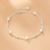 925 Silver Pearl Bead Bracelet Women's Fine Jewelry