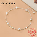 925 Silver Pearl Bead Bracelet Women's Fine Jewelry