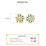 925 Silver Pearl Zircon Grid Clover Stud Earrings