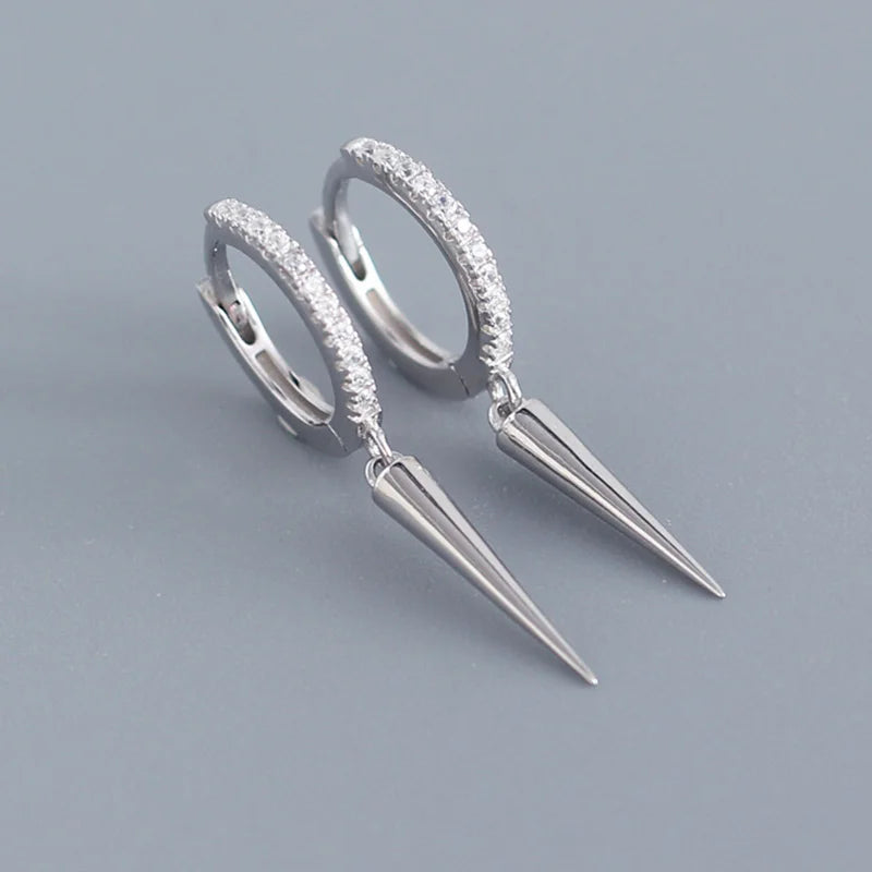 925 Silver Zircon Hoop Earrings for Women Anniversary Jewelry