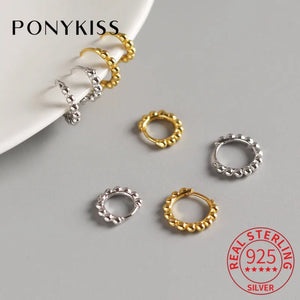 925 Sterling Silver Round Bead Hoop Earrings for Women