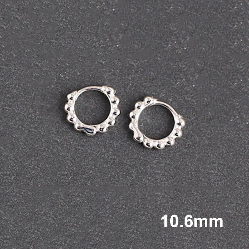 925 Sterling Silver Round Bead Hoop Earrings for Women