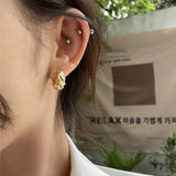 925 Sterling Silver Round Screw 18K Hoop Earrings For Women