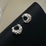 925 Sterling Silver Round Screw 18K Hoop Earrings For Women