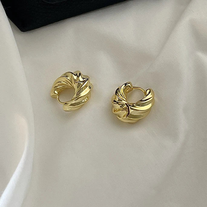 925 Sterling Silver Round Screw 18K Hoop Earrings For Women