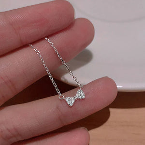 925 Silver Zircon CZ Bowknot Choker Necklace Classic Jewelry