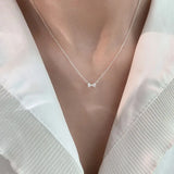 925 Silver Zircon CZ Bowknot Choker Necklace Classic Jewelry