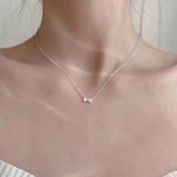 925 Silver Zircon CZ Bowknot Choker Necklace Classic Jewelry