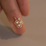 925 Silver Zircon Pearl Clover Pendant Choker Necklace for Women