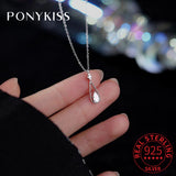 925 Sterling Silver Zircon Water Drop Choker Necklace