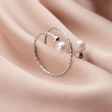 925 Silver Adjustable Pearl Spiral Ring