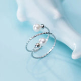 925 Silver Adjustable Pearl Spiral Ring