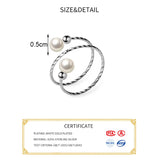 925 Silver Adjustable Pearl Spiral Ring