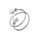 925 Silver Adjustable Pearl Spiral Ring