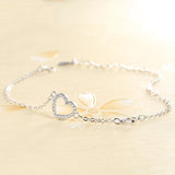 S925 Sterling Silver Zircon Heart Bracelet Romantic Jewelry