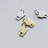 Romantic 925 Silver Animal Moon Star Zircon Charms for DIY Necklace