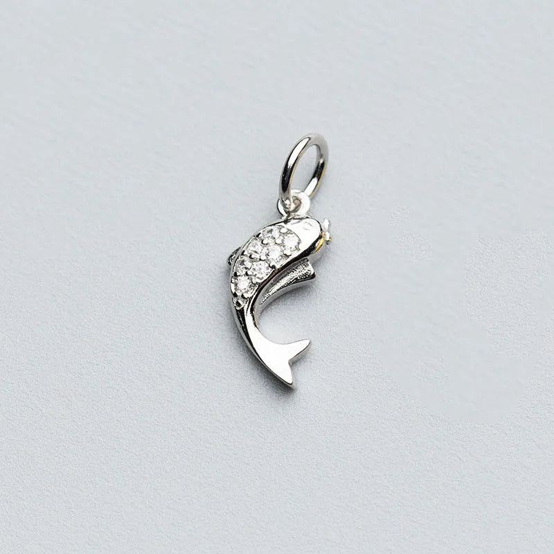 Romantic 925 Silver Animal Moon Star Zircon Charms for DIY Necklace