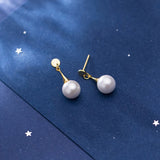 S925 Sterling Silver Cat Stud Earrings Zircon Pearl