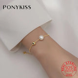 Romantic S925 Silver Pearl Chain Bracelet for Women