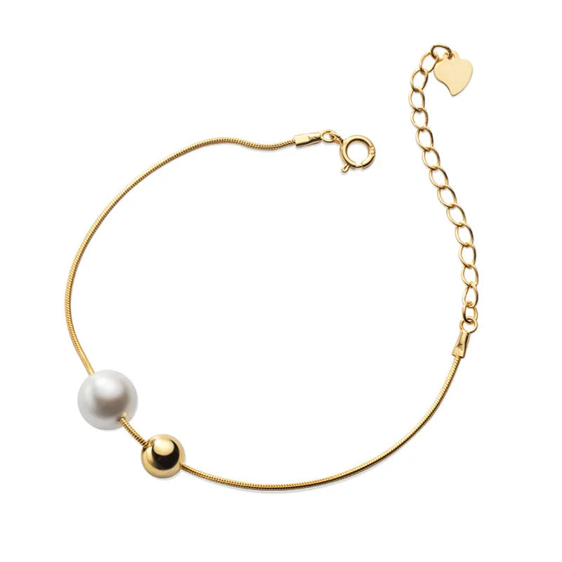 Romantic S925 Silver Pearl Chain Bracelet for Women
