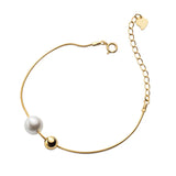 Romantic S925 Silver Pearl Chain Bracelet for Women